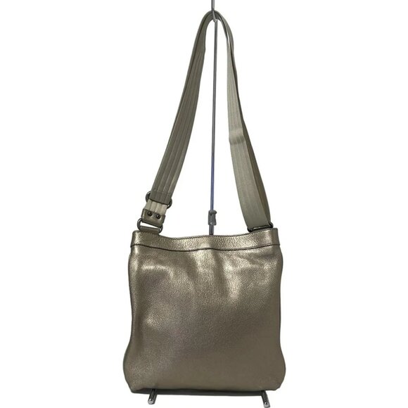 Auth Salvatore Ferragamo Gancini - Gold Cream Leather Nylon Shoulder Bag - Picture 3 of 8